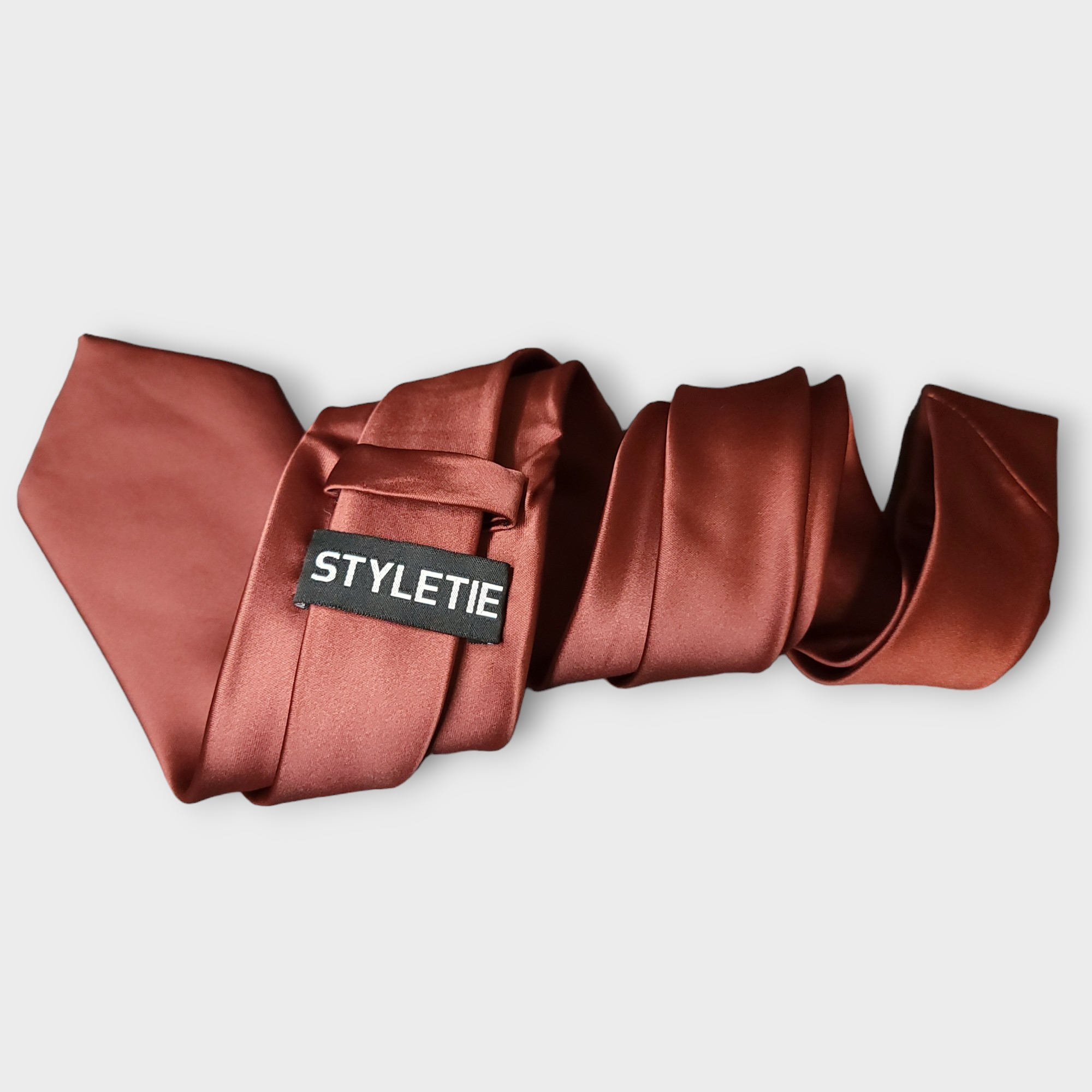 Brick Red Solid Silk Tie Pocket Square Cufflink Set
