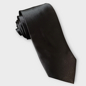 Black Solid Silk Tie Pocket Square Cufflink Set