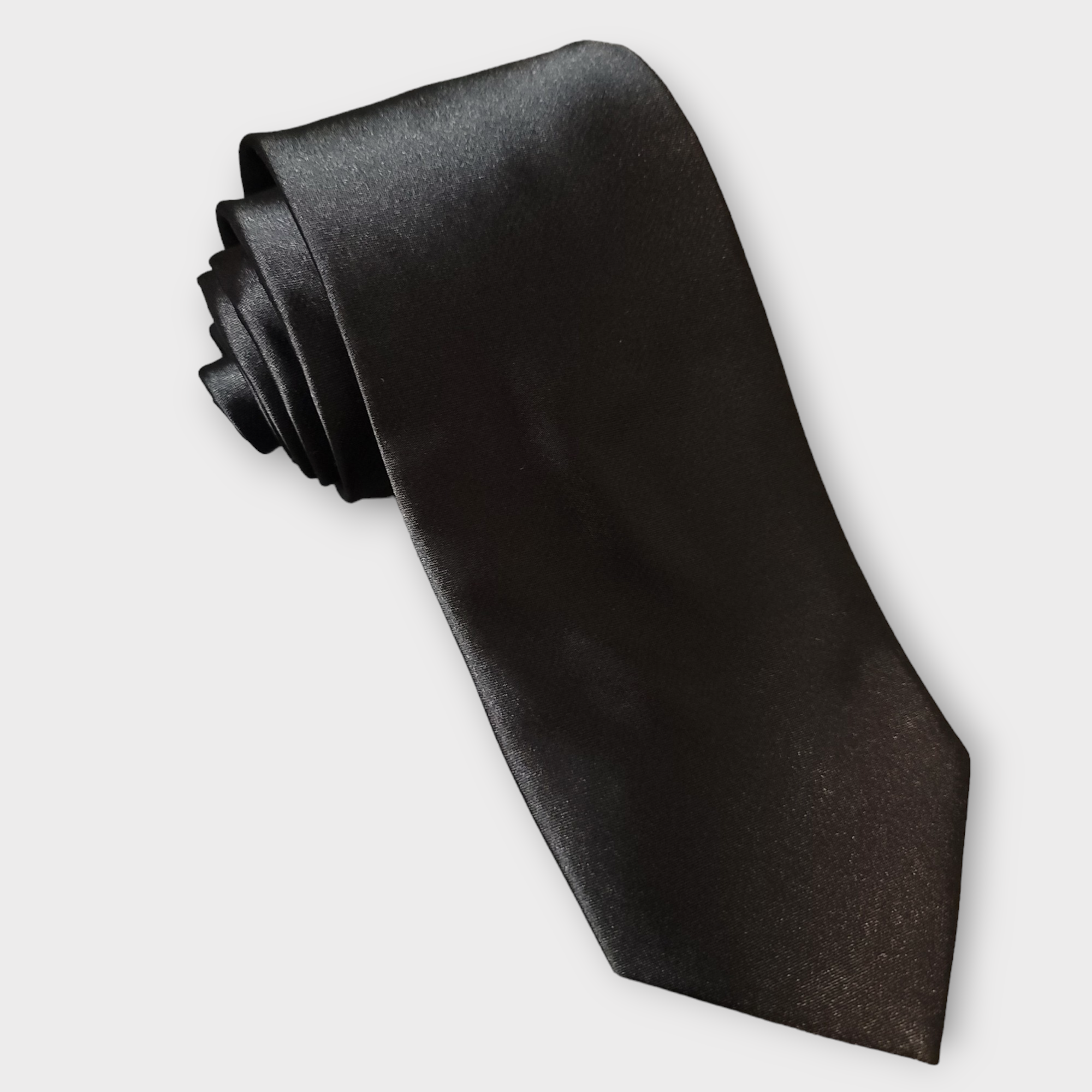 Black Solid Silk Tie Pocket Square Cufflink Set