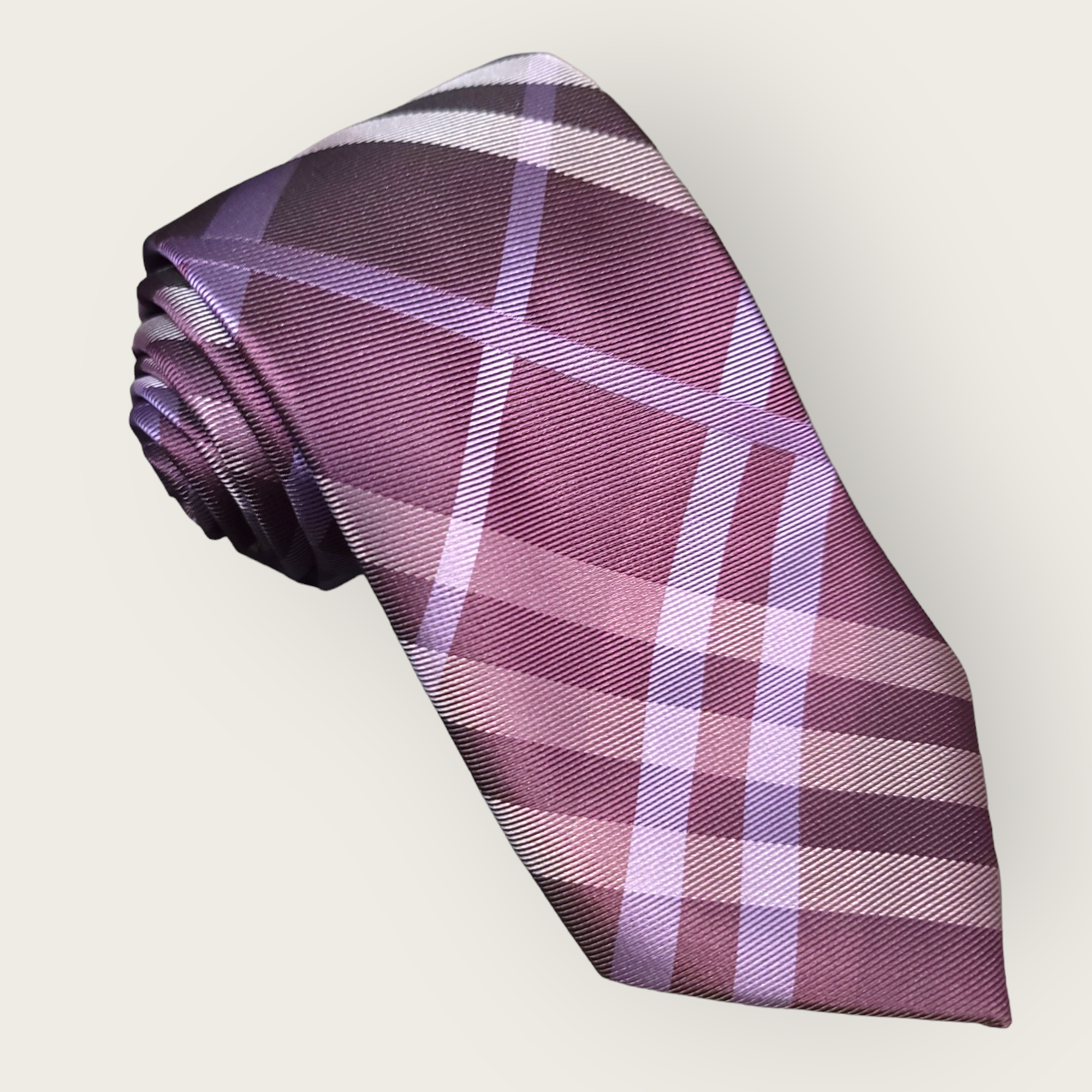 Purple Stripe Silk Tie Pocket Square Cufflink Set