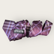 Purple Stripe Silk Tie Pocket Square Cufflink Set