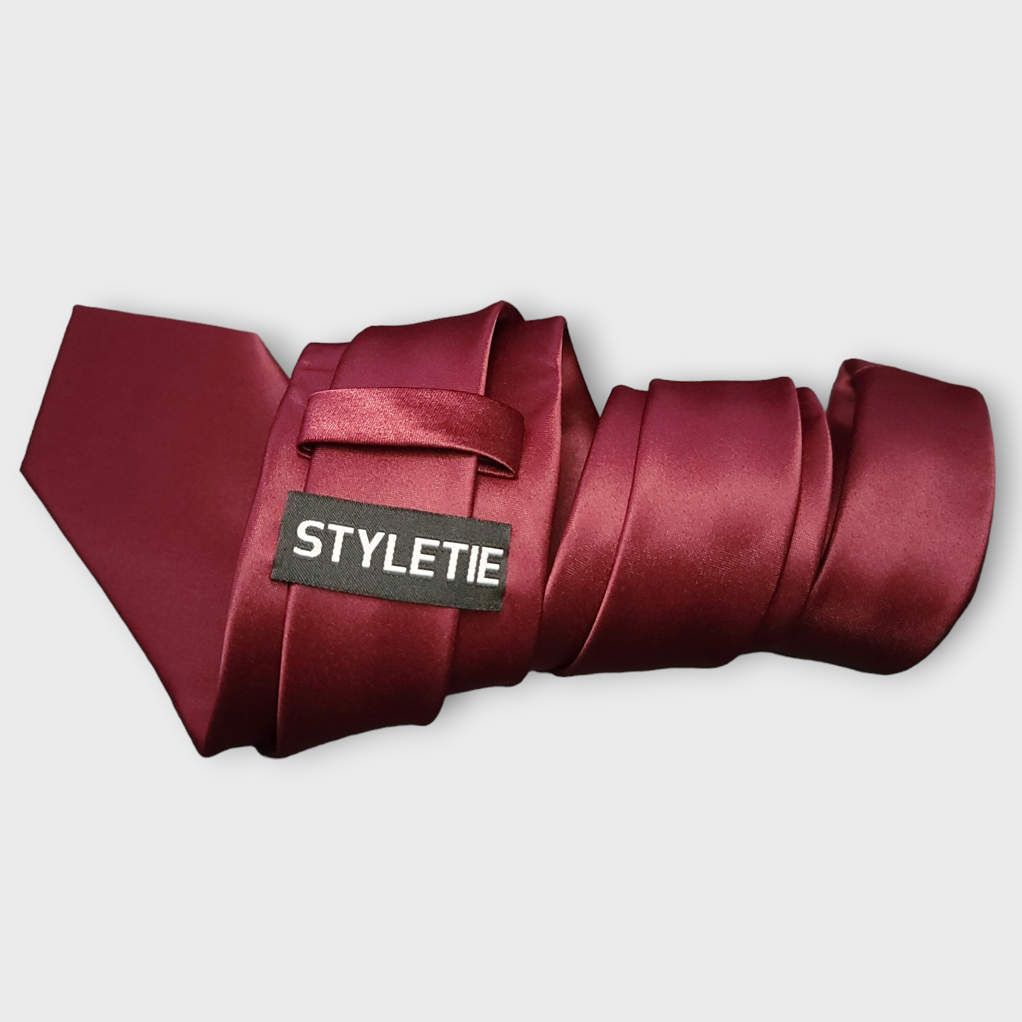 Wine Red Burgundy Silk Tie Pocket Square Cufflink Set