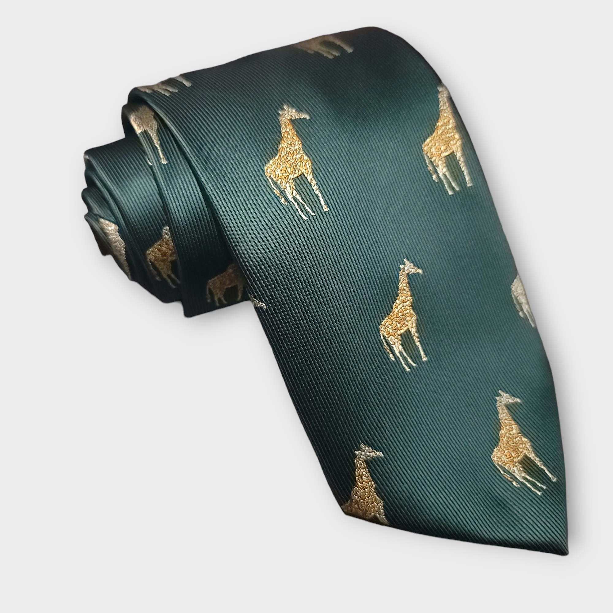 Green Giraffe Silk Tie Pocket Square Cufflink Set