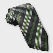 Green White Plaid Silk Tie Pocket Square Cufflink Set