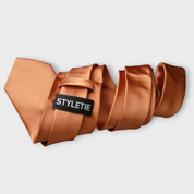 Copper Brown Solid Silk Tie Pocket Square Cufflink Set