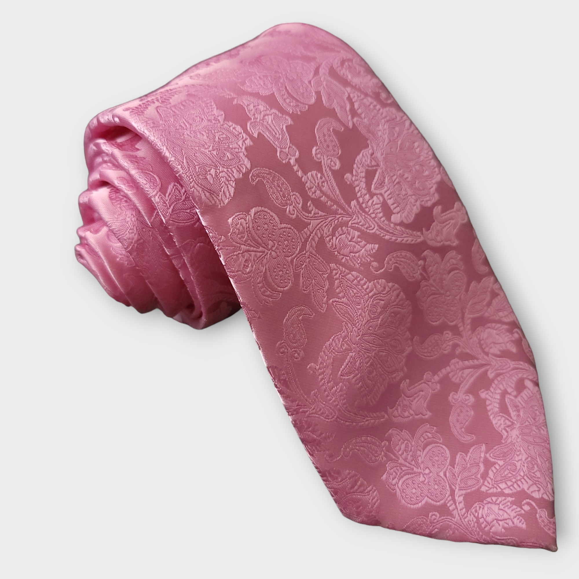 Extra Long Pink Floral Tie Pocket Square Cufflink Set