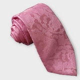 Extra Long Pink Floral Tie Pocket Square Cufflink Set