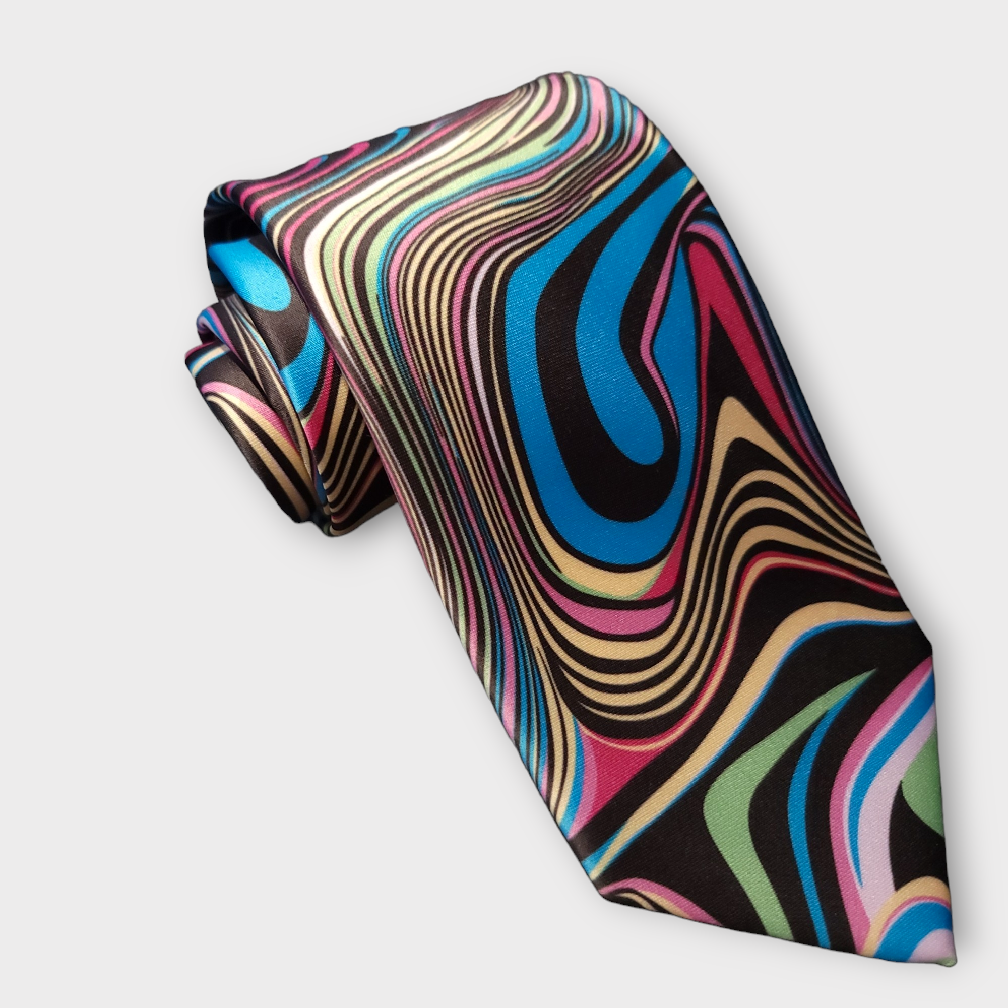 Multicolor Novelty Print Silk Tie Pocket Square Cufflink Set