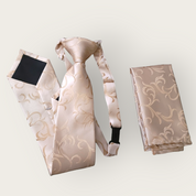 Khaki Floral Boys Pre-tied Adjustable Neck Strap Tie
