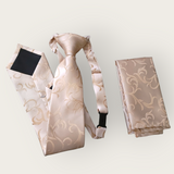 Khaki Floral Boys Pre-tied Adjustable Neck Strap Tie