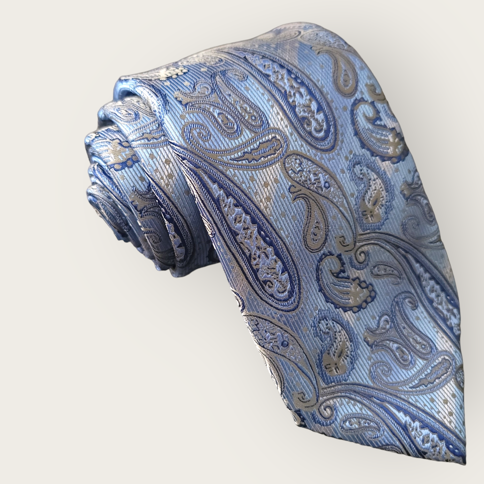 Extra Long Blue Paisley Tie Pocket Square Cufflink Set