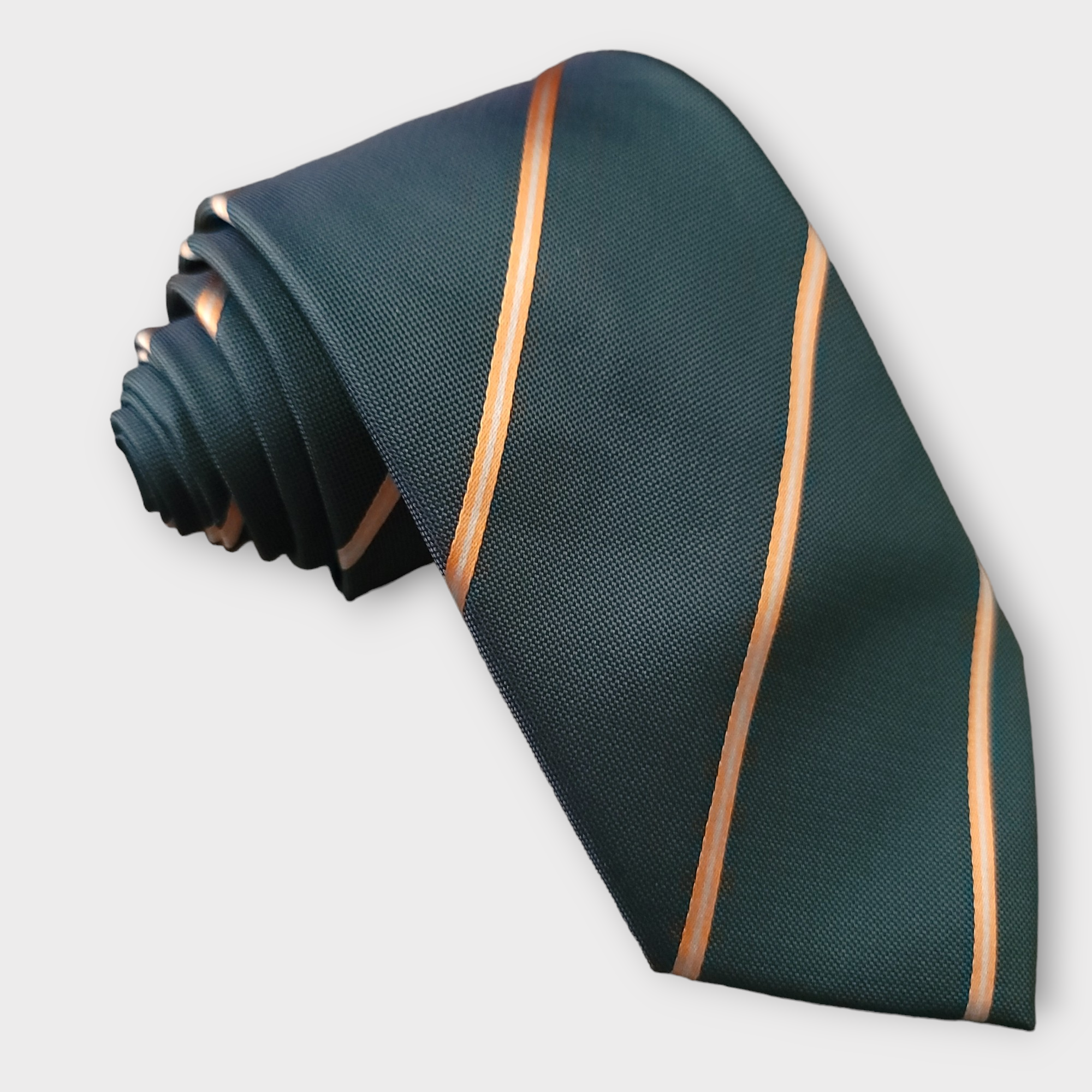 Jungle Green Stripe Silk Tie Pocket Square Cufflink Set