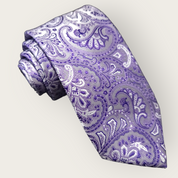 Purple Paisley Silk Tie Pocket Square Cufflink Set