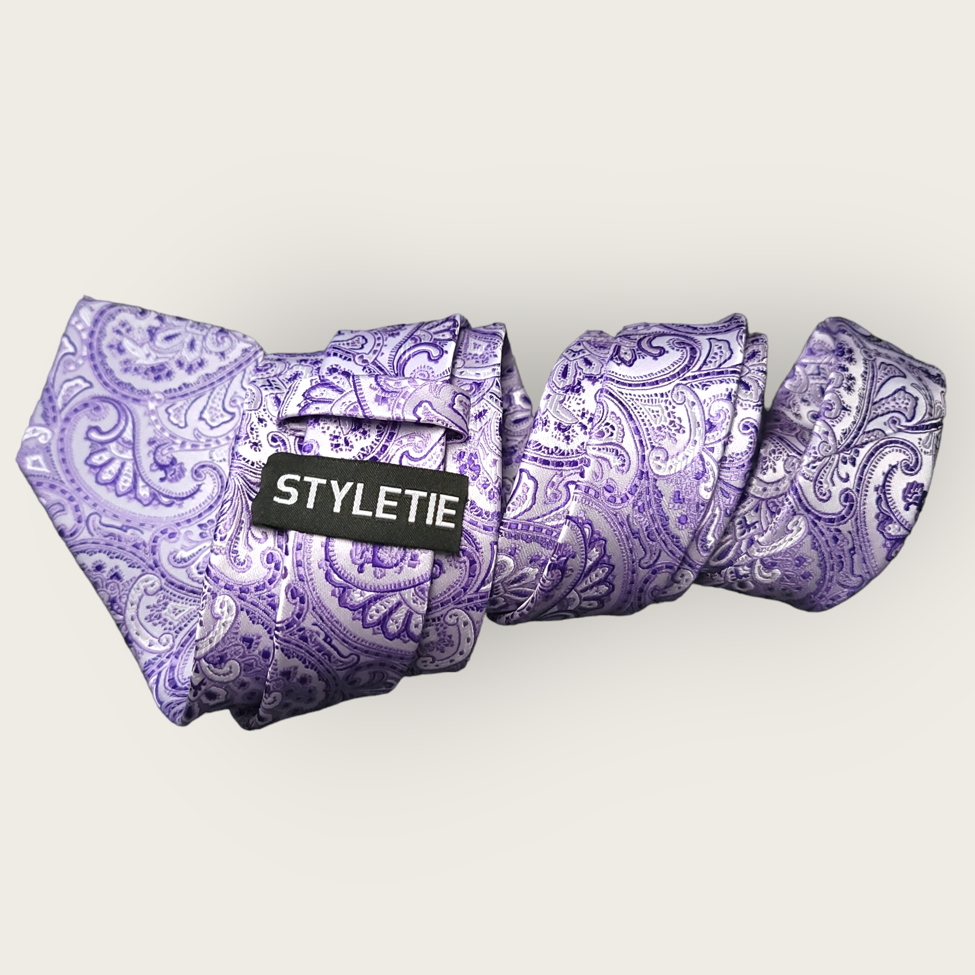Purple Paisley Silk Tie Pocket Square Cufflink Set