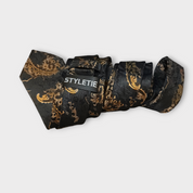 Black Gold Copper Silk Tie Pocket Square Cufflink Set