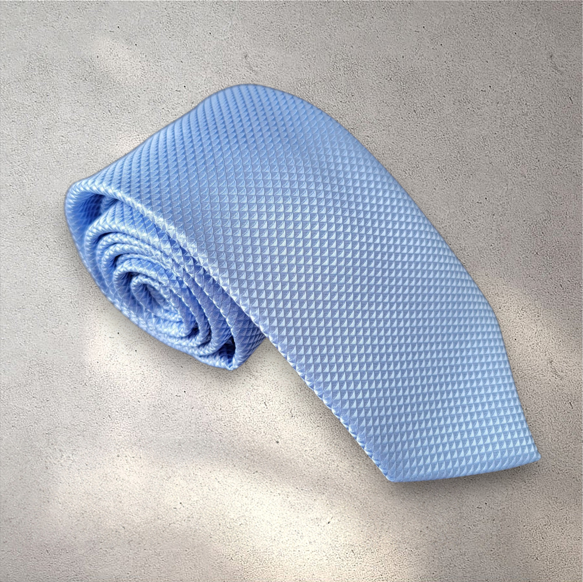 Baby Blue Solid Silk Tie Pocket Square Cufflink Set