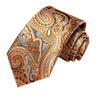Antique Gold Orange Paisley Silk Tie Pocket Square Cufflink Set - STYLETIE