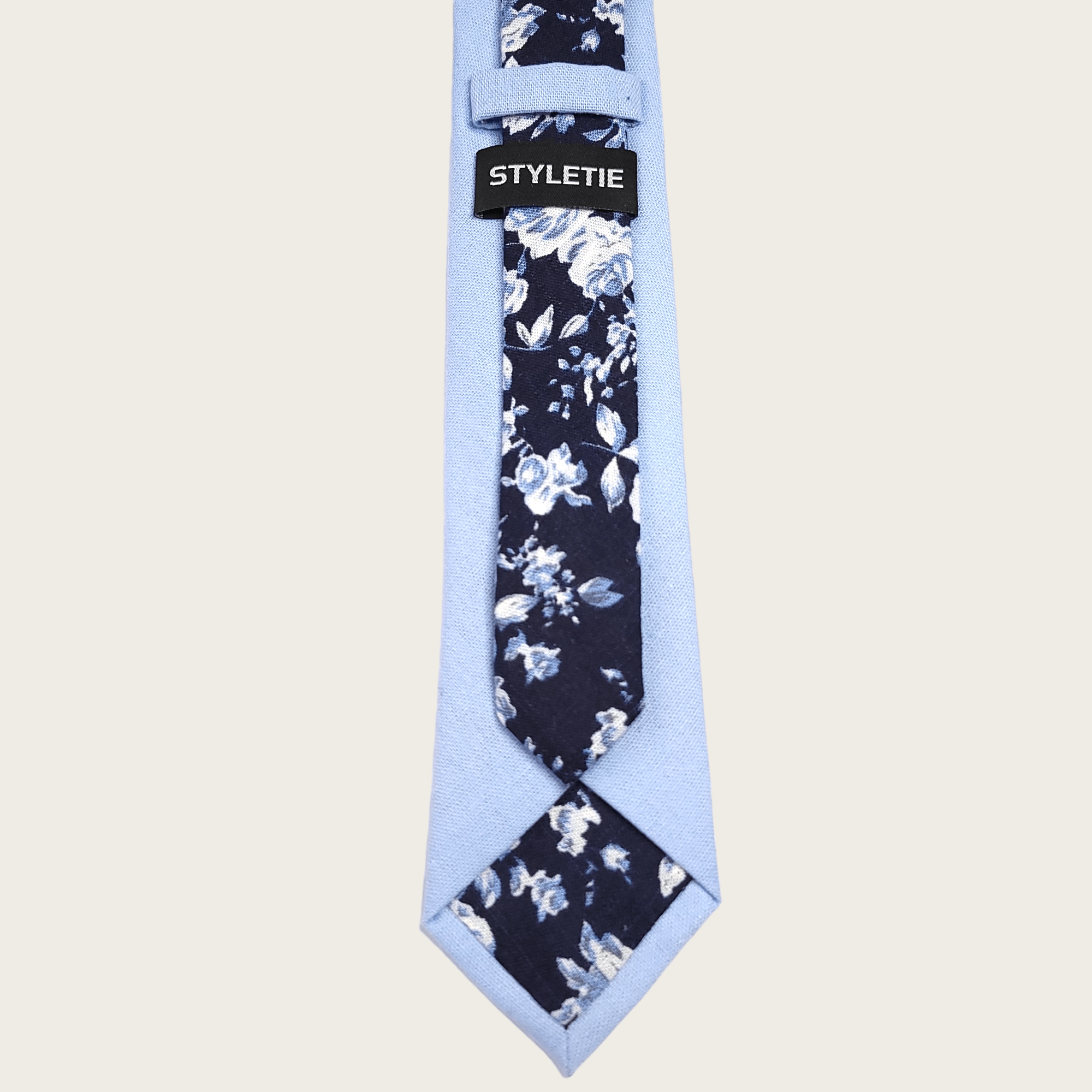Baby Blue Navy Floral Peekaboo Tie - STYLETIE