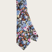 Black Blue Pink Floral Slim Tie - STYLETIE