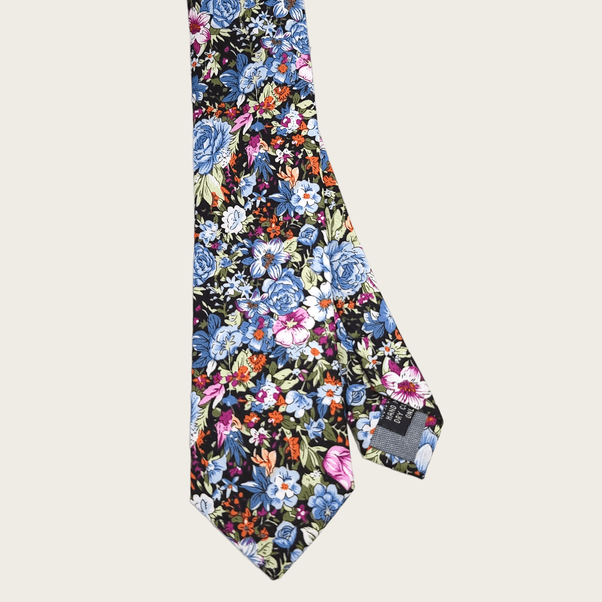 Black Blue Pink Floral Slim Tie - STYLETIE