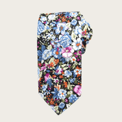 Black Blue Pink Floral Slim Tie - STYLETIE