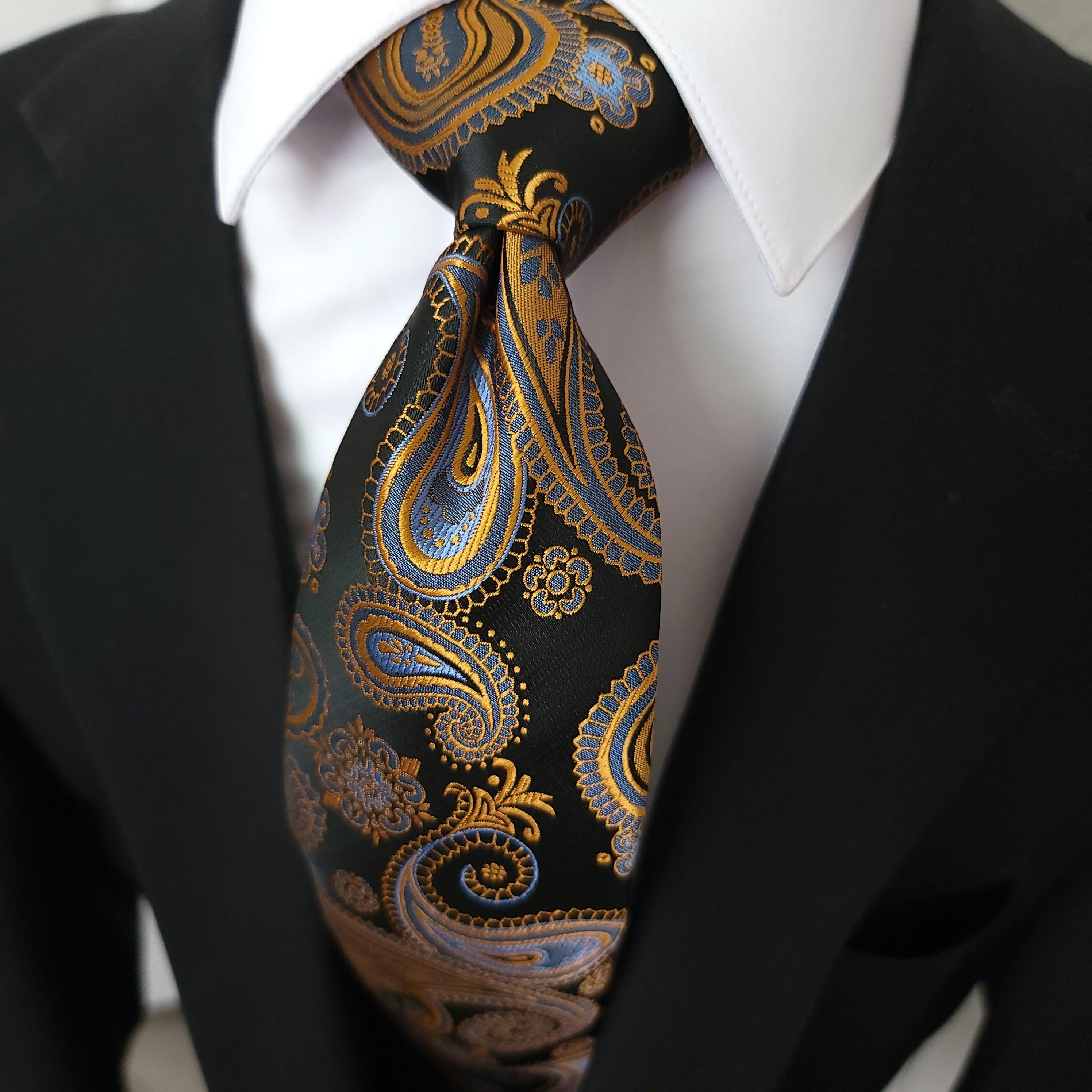 Black Burnt Orange Paisley Silk Tie - STYLETIE