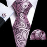 Black Coral Pink Paisley Silk Tie Pocket Square Cufflink Set - STYLETIE