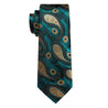 Black Gold Paisley Peacock Feather Silk Tie Pocket Square Cufflink Set - STYLETIE