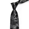 Black Gray Floral Silk Tie Pocket Square Cufflink Set - STYLETIE