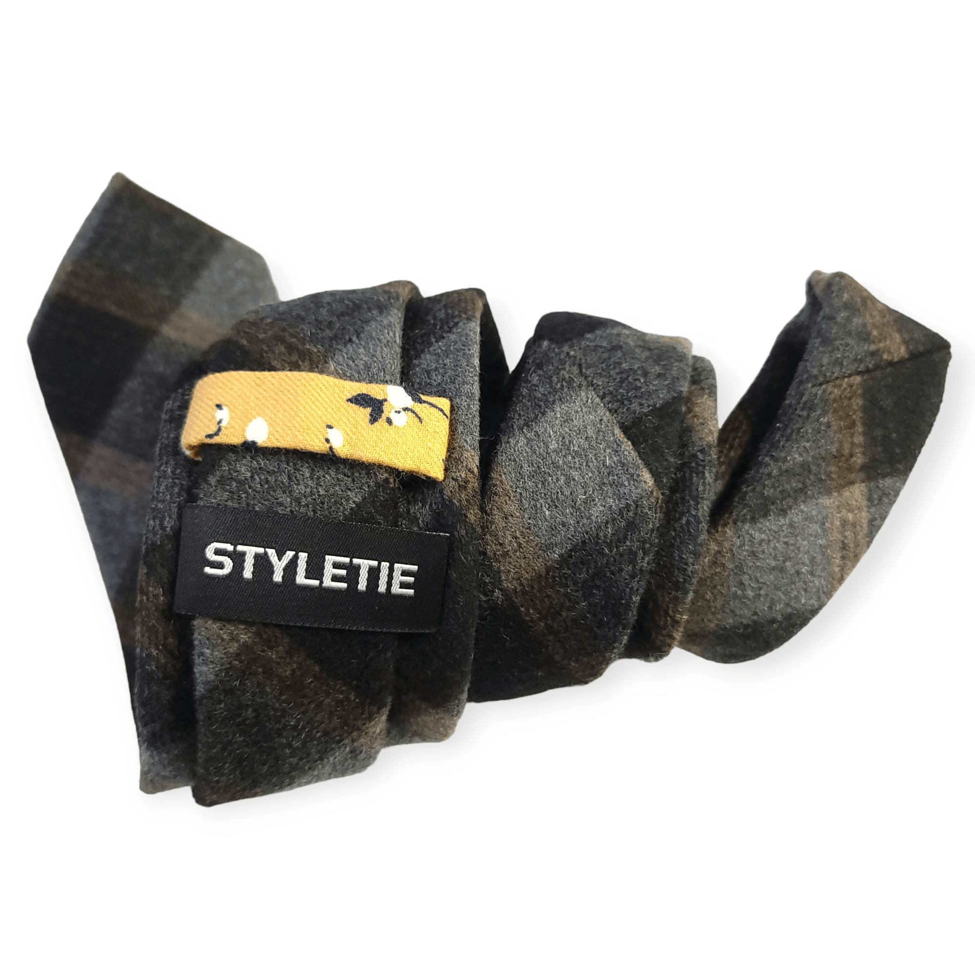 Black Gray Wool Plaid Tie - STYLETIE