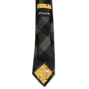 Black Gray Wool Plaid Tie - STYLETIE