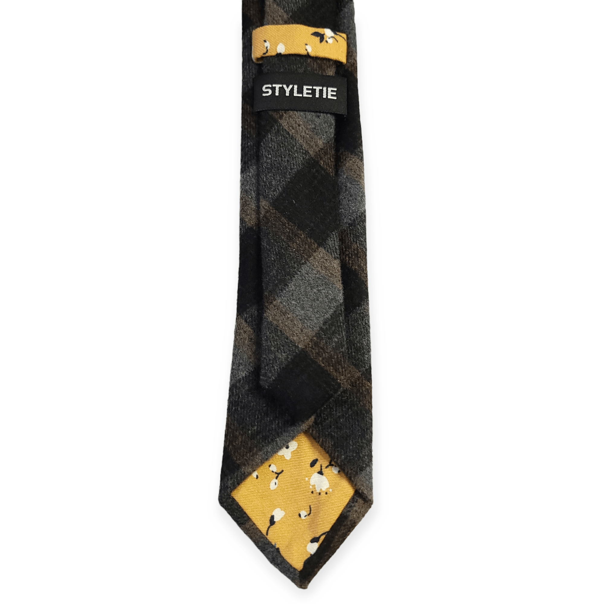 Black Gray Wool Plaid Tie - STYLETIE