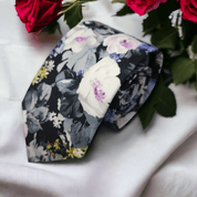 Black Lavender Floral Gray Tie - STYLETIE