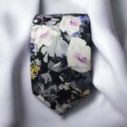 Black Lavender Floral Gray Tie - STYLETIE