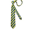 Blue Yellow Stripe Silk Tie Pocket Square Cufflink Set - STYLETIE