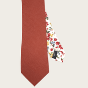 Brick Red Ivory Floral Peekaboo Tie - STYLETIE