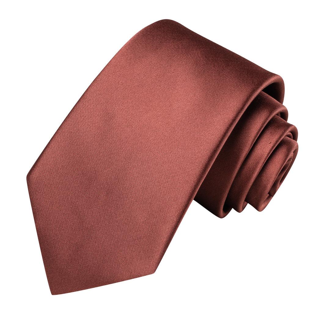Brick Red Solid Silk Tie Pocket Square Cufflink Set - STYLETIE