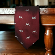 Burgundy White Lion Pattern Tie
