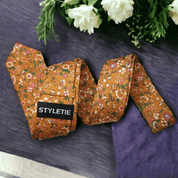 Burnt Orange Leaf Floral Slim Tie - STYLETIE
