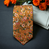 Burnt Orange Leaf Floral Slim Tie - STYLETIE