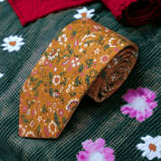 Burnt Orange Leaf Floral Slim Tie - STYLETIE