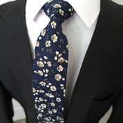 Dark Denim Blue Floral Slim Tie - STYLETIE
