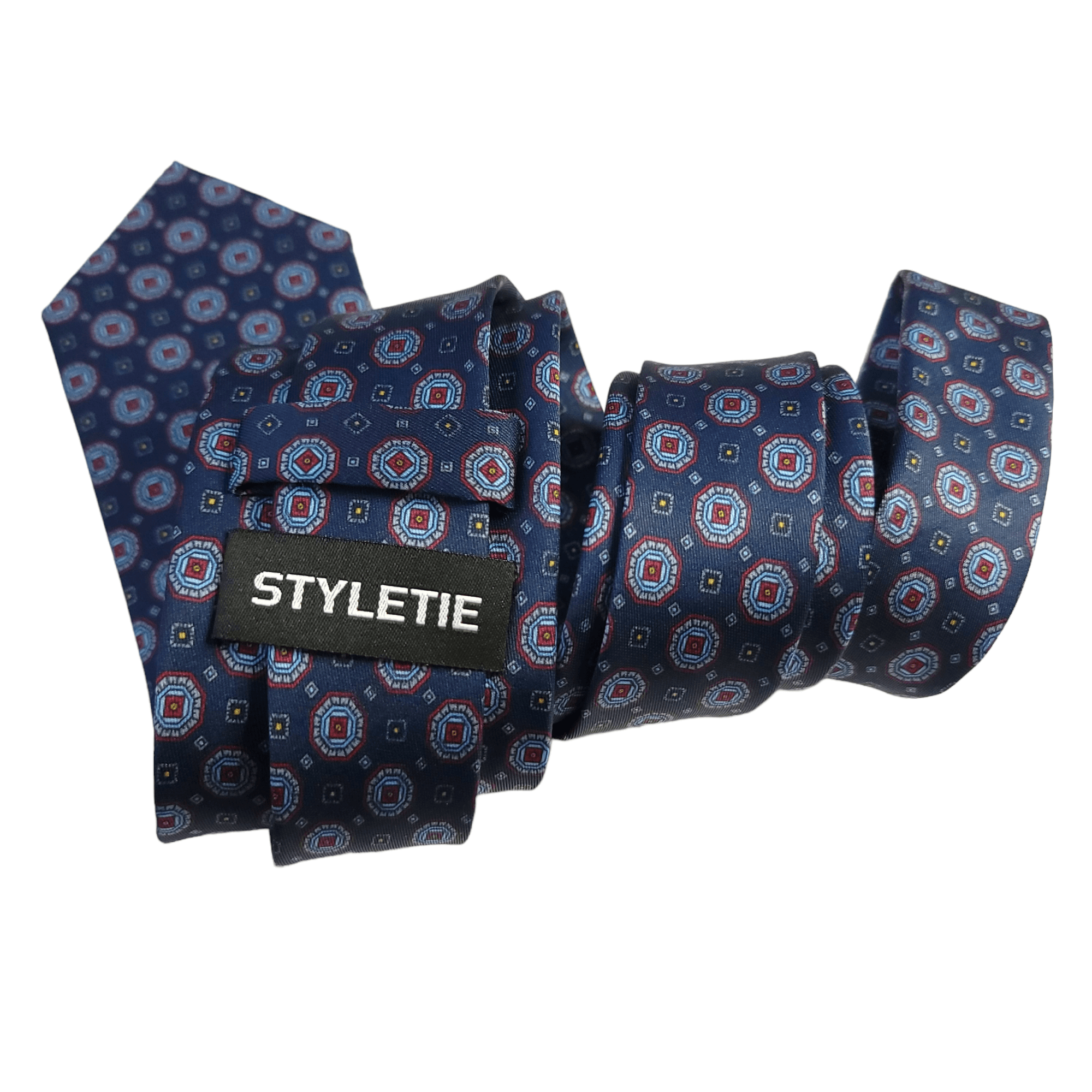Dark Denim Blue Red Dot Tie - STYLETIE