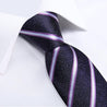 Dark Purple White Stripe Silk Tie Pocket Square Cufflink Set - STYLETIE