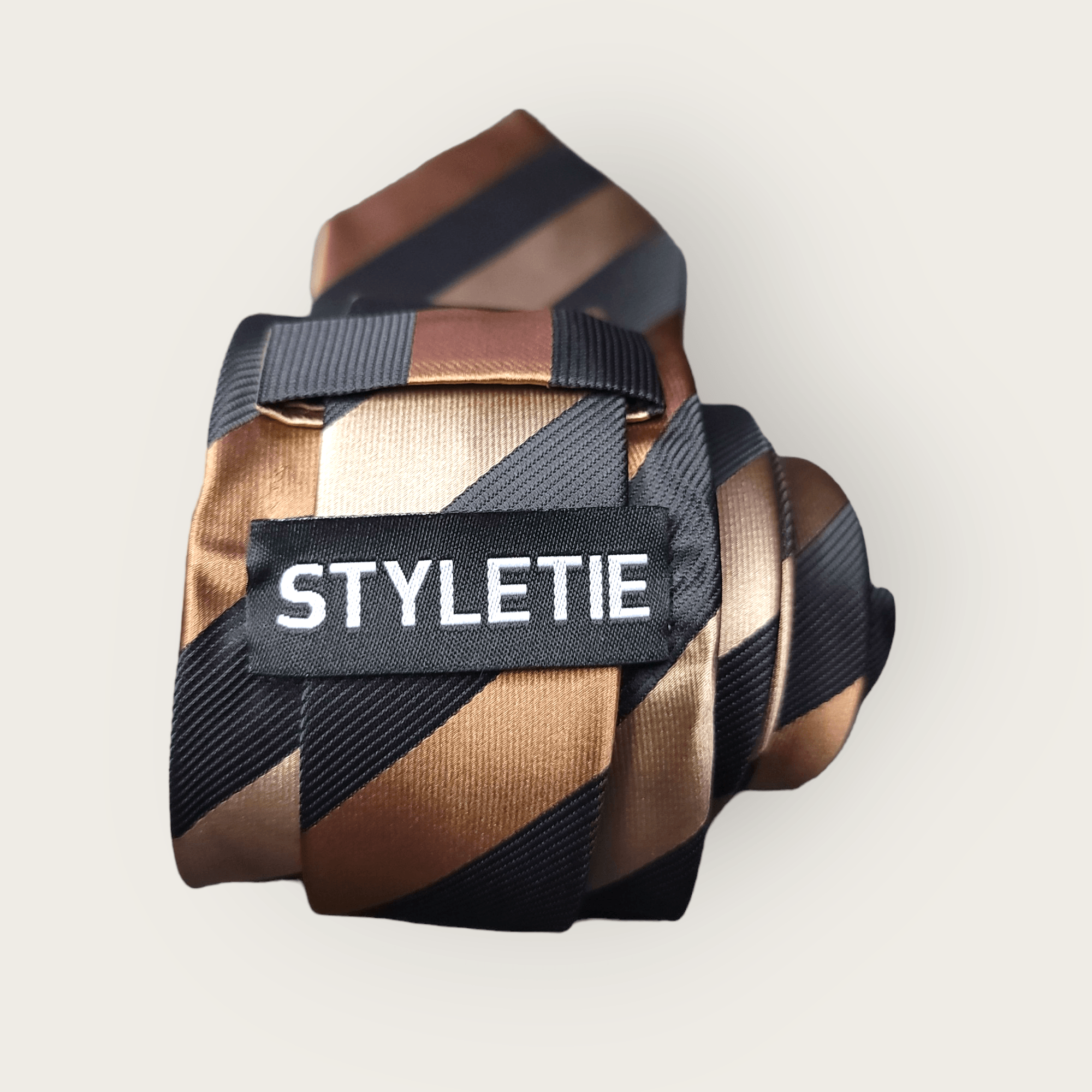 Extra Long Black Brown Stripe Tie Pocket Square Cufflink Set - STYLETIE