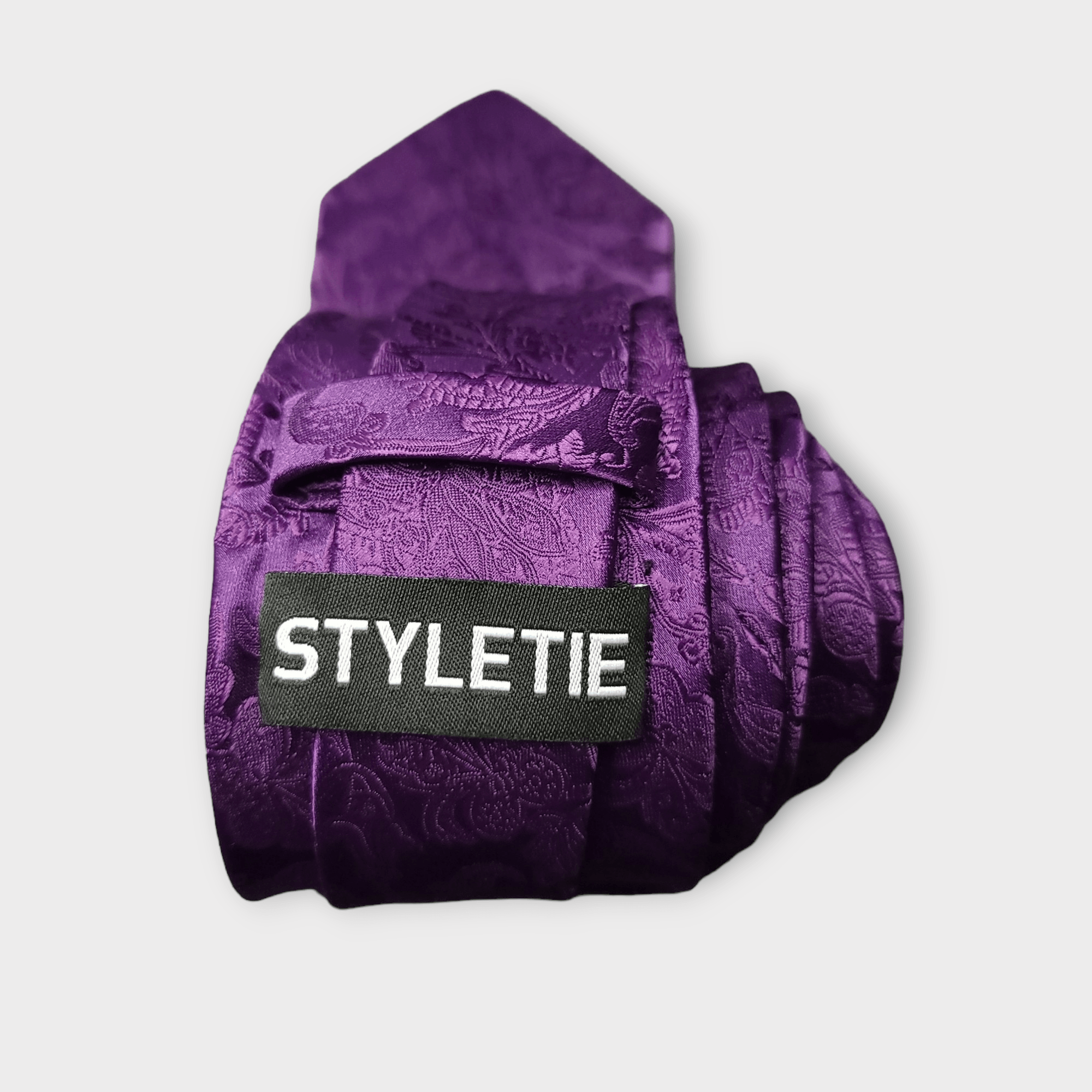 Extra Long Purple Floral Tie Pocket Square Cufflink Set - STYLETIE