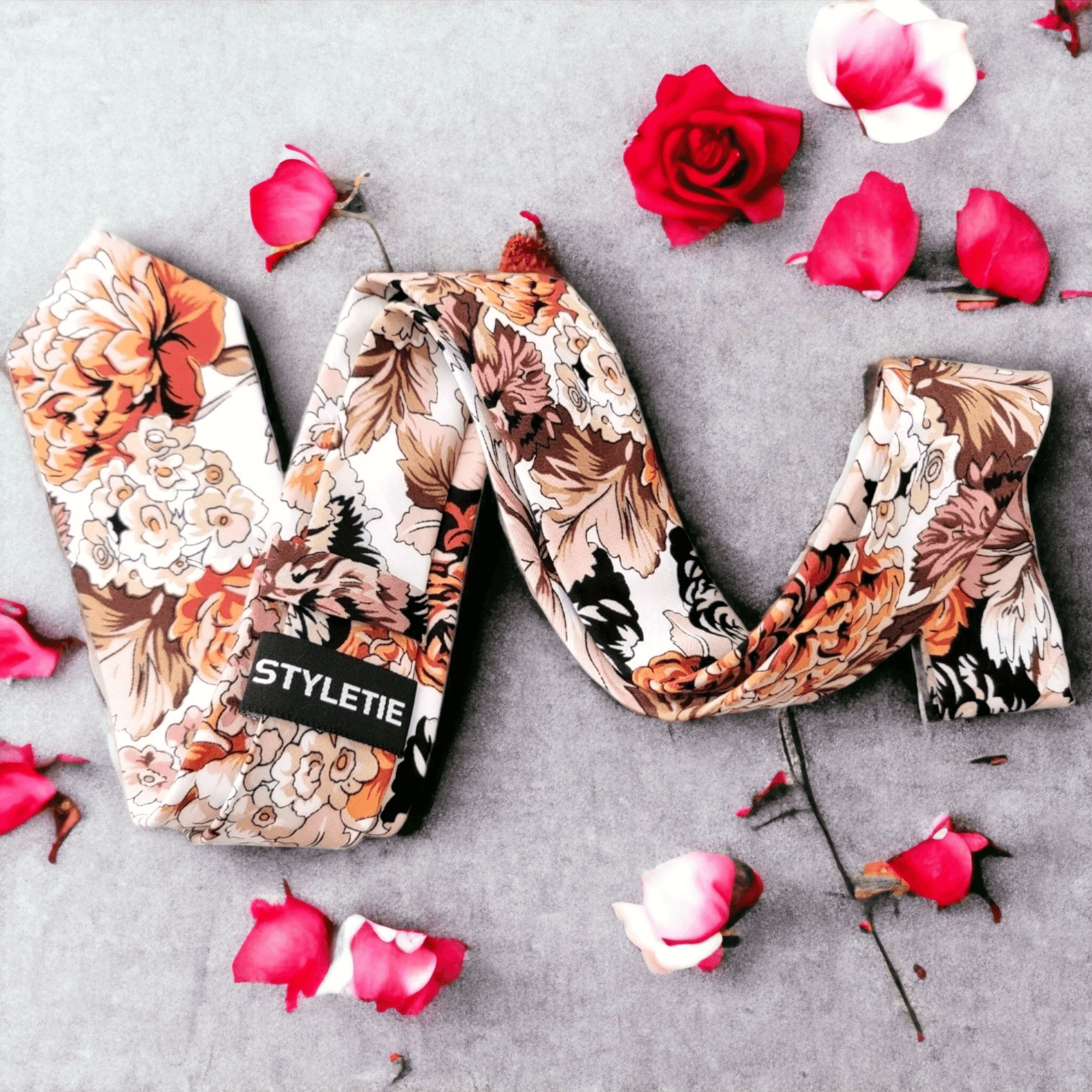 Floral Khaki Tie - STYLETIE