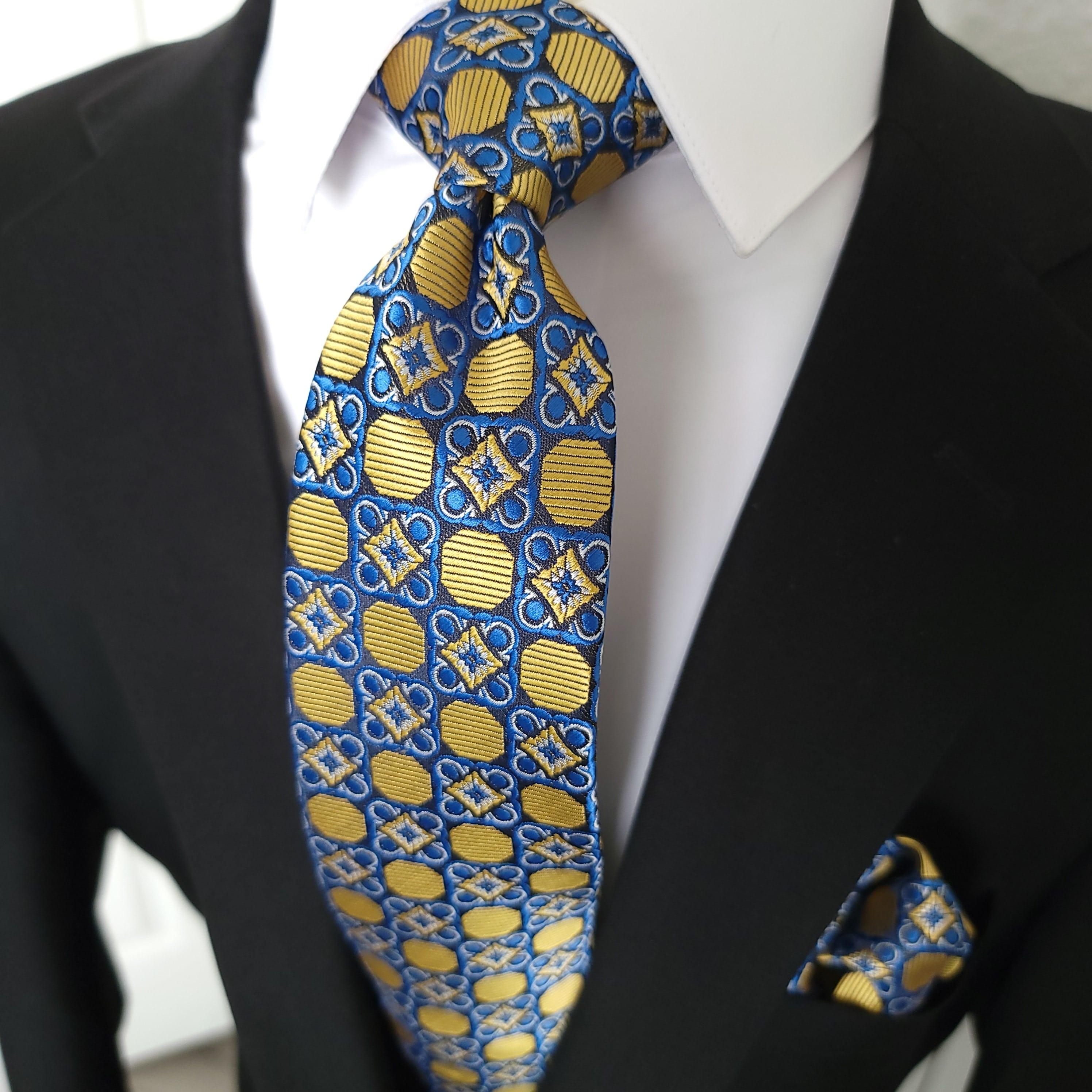 Gold Luxury Dot Silk Tie Pocket Square Cufflink Set - STYLETIE