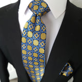 Gold Luxury Dot Silk Tie Pocket Square Cufflink Set