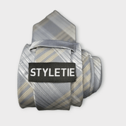 Gold Silver Striped Silk Tie Pocket Square Cufflink Set - STYLETIE